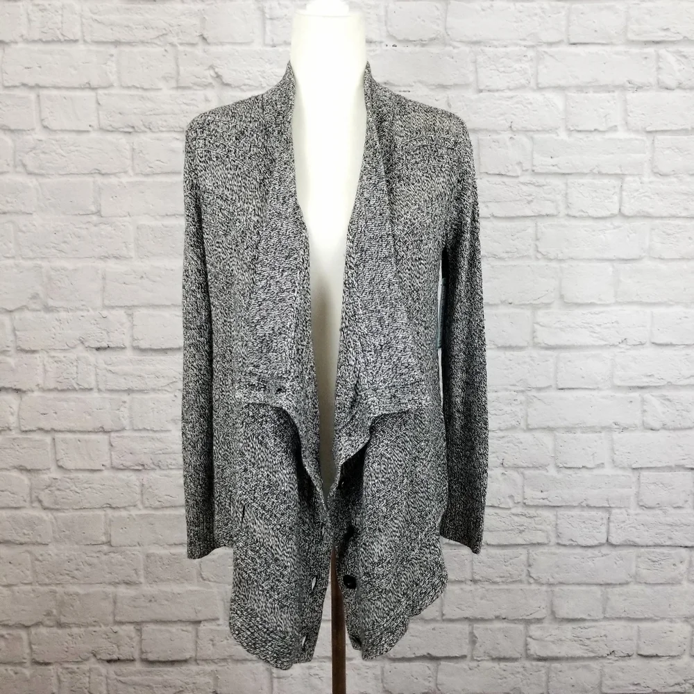 Alice + Olivia gray draped button front cardigan women's size XS New With Tsgs